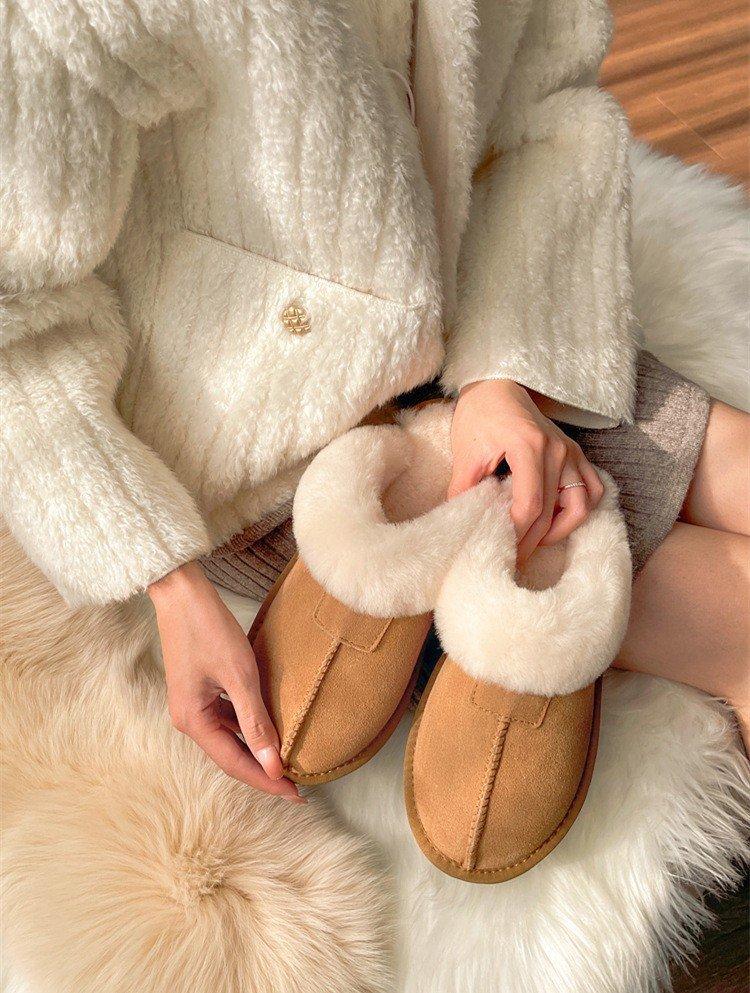 [AMANNORR] Mao Mao slippers women's new autumn and winter platform snow boots bag head outdoor half-tray cotton shoes
