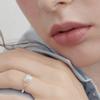 SOSOO 925 Silver Pearl Round Square Open Ring