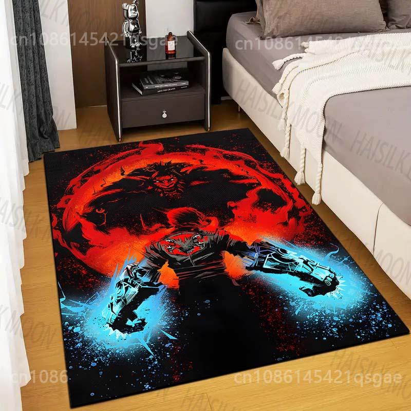 15 sizes Dark warrior and fiery monster Print Carpet Rug for Living Room Bedroom Sofa Doormat Home Decor Non-slip Floor Mat