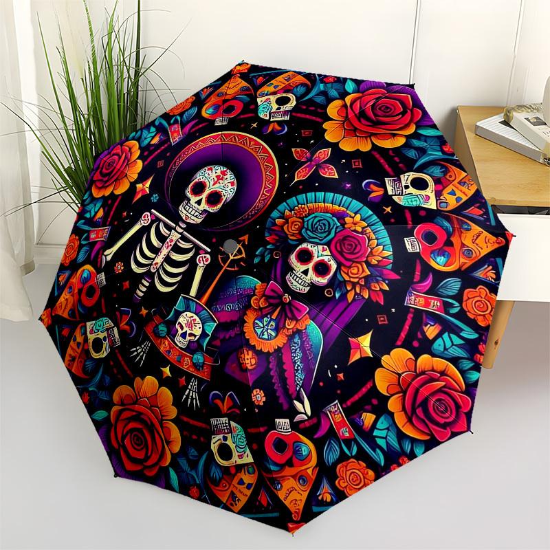 

1pc Day of the Dead Celebration Umbrella with Plastic Handle,Suitable for All Seasons Home Travel Outdoor UmbrellaFP026