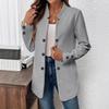 Spring Autumn Winter Fashion Plain Textured Double Breasted Cardigan Decorative Inner Pocket Long Sleeves