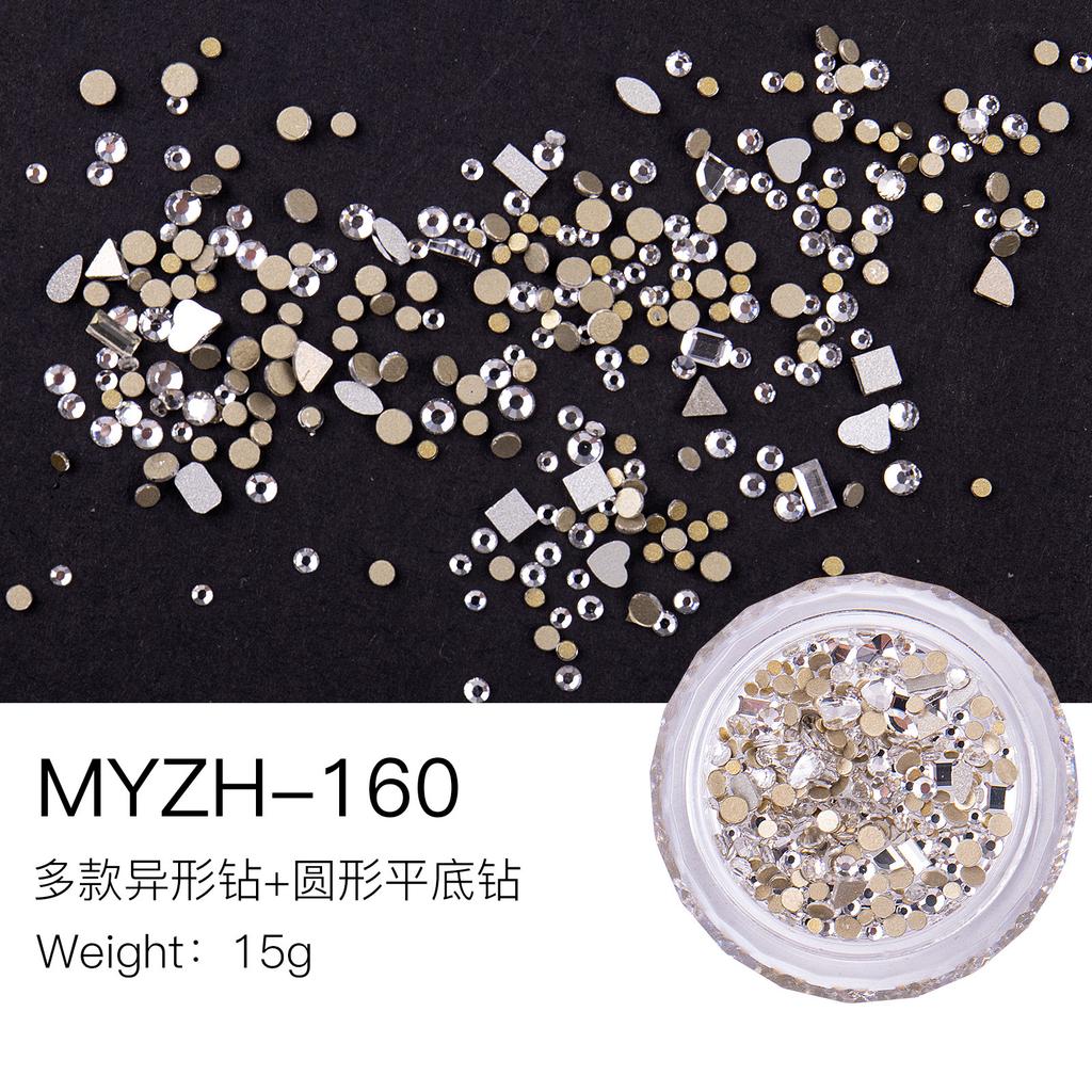 Mini Small Nail Art Mixed Warm Elf Aurora Flat Bottom Special-Shaped Diamond Diy Round Box