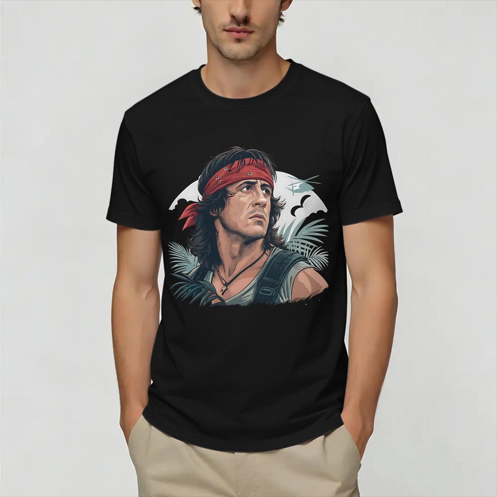 John Rambos T Shirt Summer Popular TShirts Couple Cotton ONeck Plus Size Clothes ShortSleeve Streetwear Tshirt