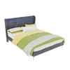 Minimalist Upholstered Bed with LED-Integrated Headboard, 140x200 cm, Grey, Low-Profile Non-Storage Base (Without Gas Lift), Mattress Not Included.