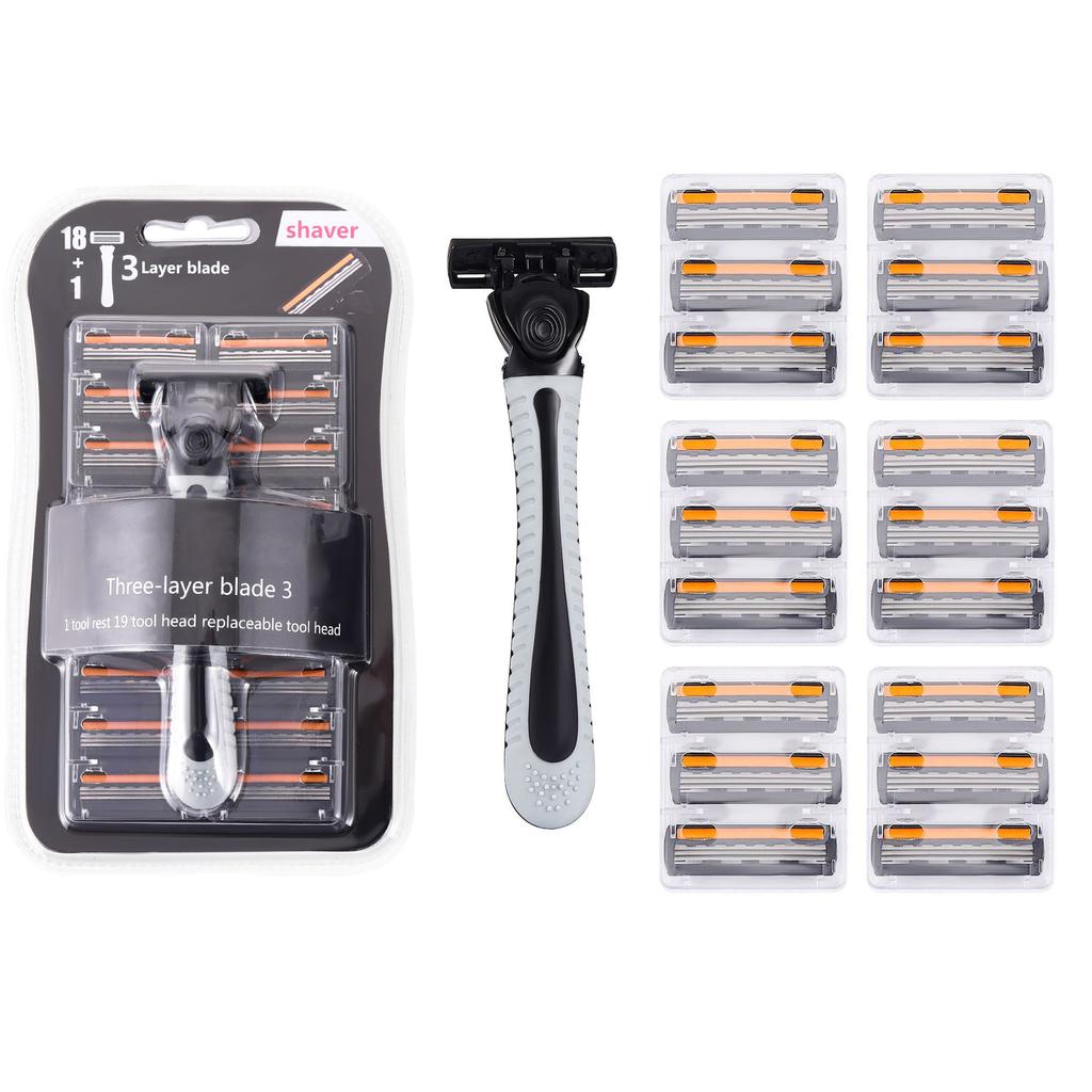 Shaver Men Razor Three Layer Stainless Blade Shaver Reusable Hair Removal Shaver Old Style With Lubricating Strip Manual Razor