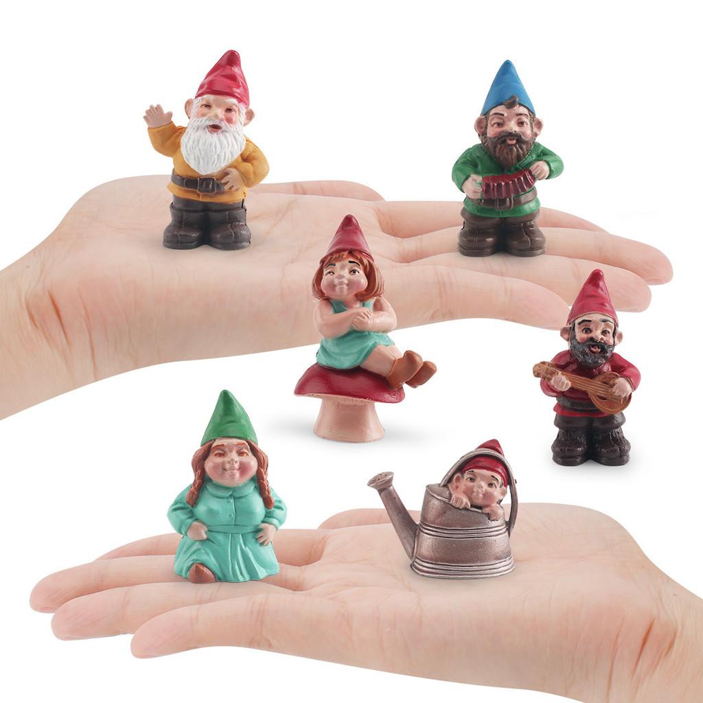 Realistic Pvc Christmas Gnome Goblin Dwarf Elf Family Decor Set Of Six Figures