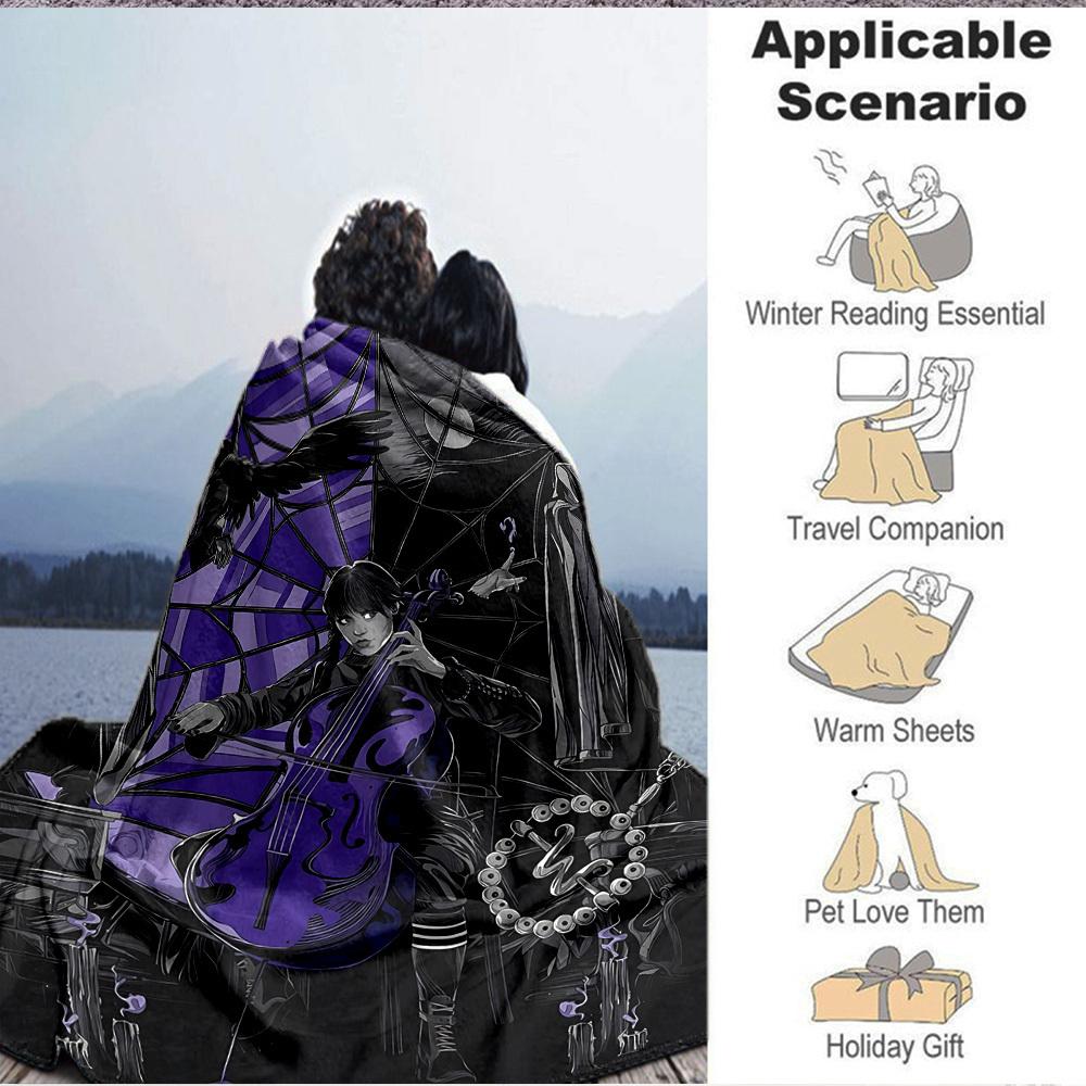 1 Stück Wednesday Addams Decke Leichte Flanelldecke Überwurfdecke Für Sofa, Bett, Reisen, Camping, Wohnzimmer, Büro, Couch