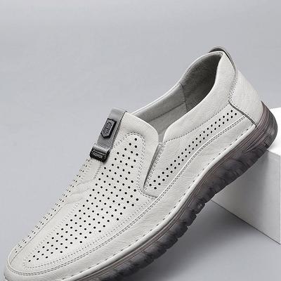 Beef Tendon Sole Casual Hollow Leather Shoes Summer Hole Sandals Soft Sole Soft Leather Breathable Doudou Shoes