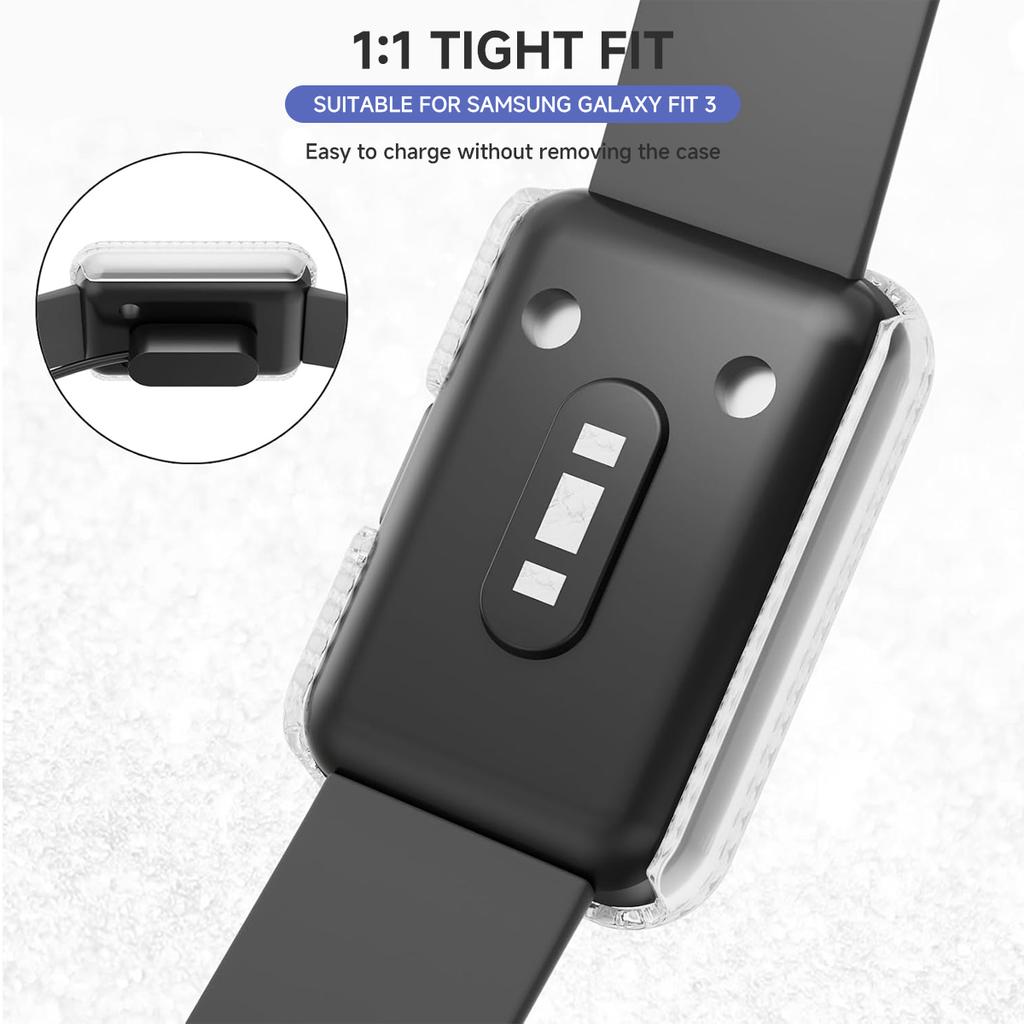 Ochranný Bling PC dutý kryt pro Samsung Galaxy Fit 3 Chytré hodinky Pásek Diamantový Křišťálový Nárazník Ochranný kryt Obrazovka