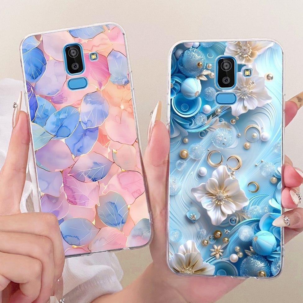 Clear Cover For Samsung J8 2018 Case SM-J810G Cute Cat Fashion Butterfly Funny 2D Painted Casing For Samsung Galaxy J8 2018