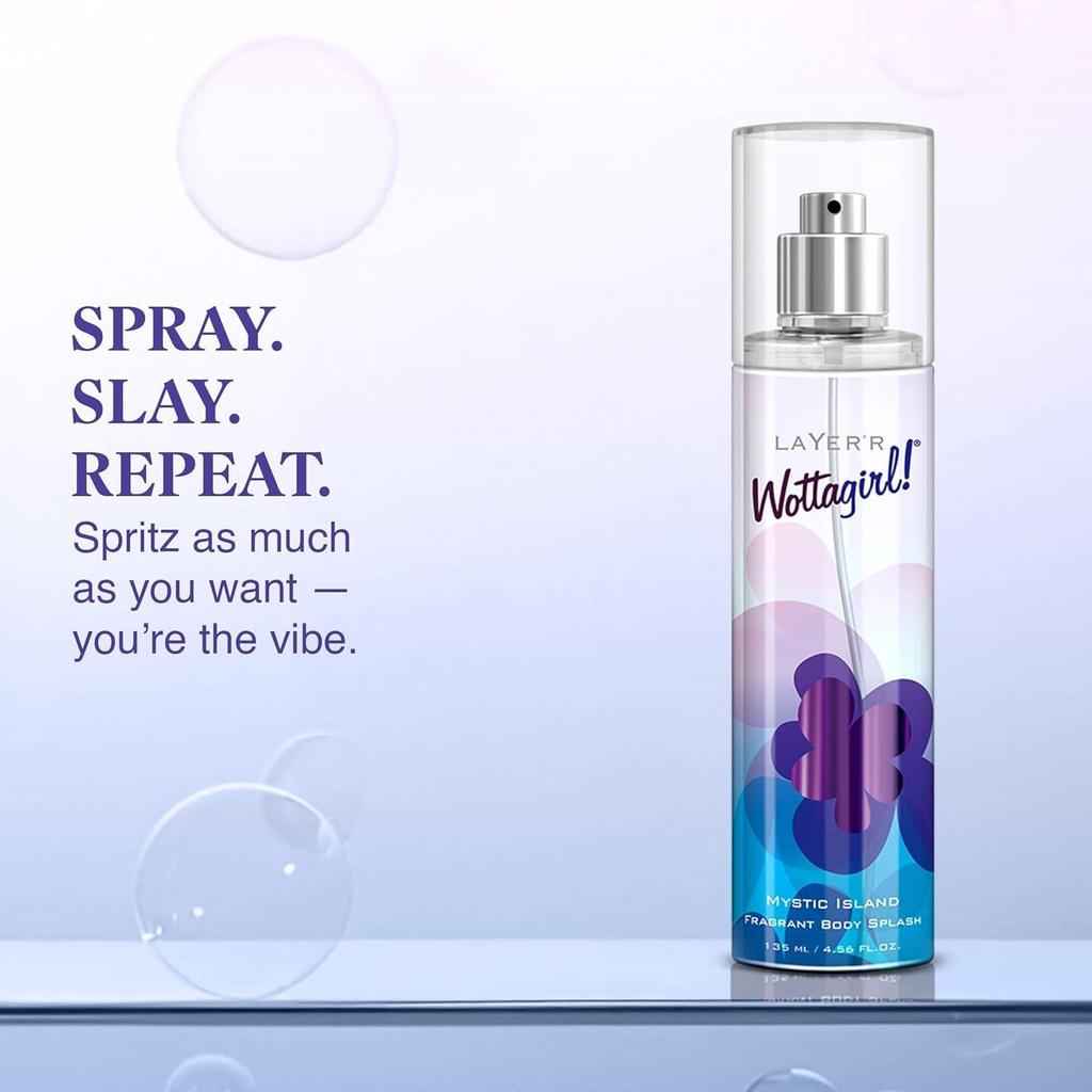 Layer’r Wottagirl Mystic Island Body Splash, 135 ml Premium Long-lasting Body Mist Spray for Women