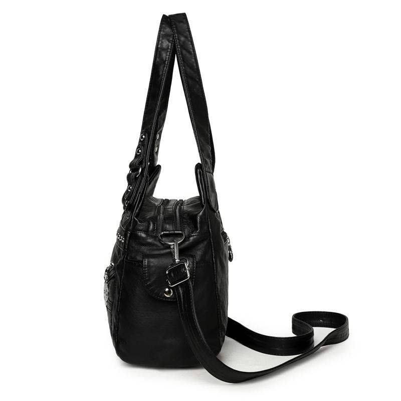 Leopard Print PU Leather Women Tote Shoulder Bag Rivet Decor Multi Pockets Large Capacity Casual Crossbody Handbag