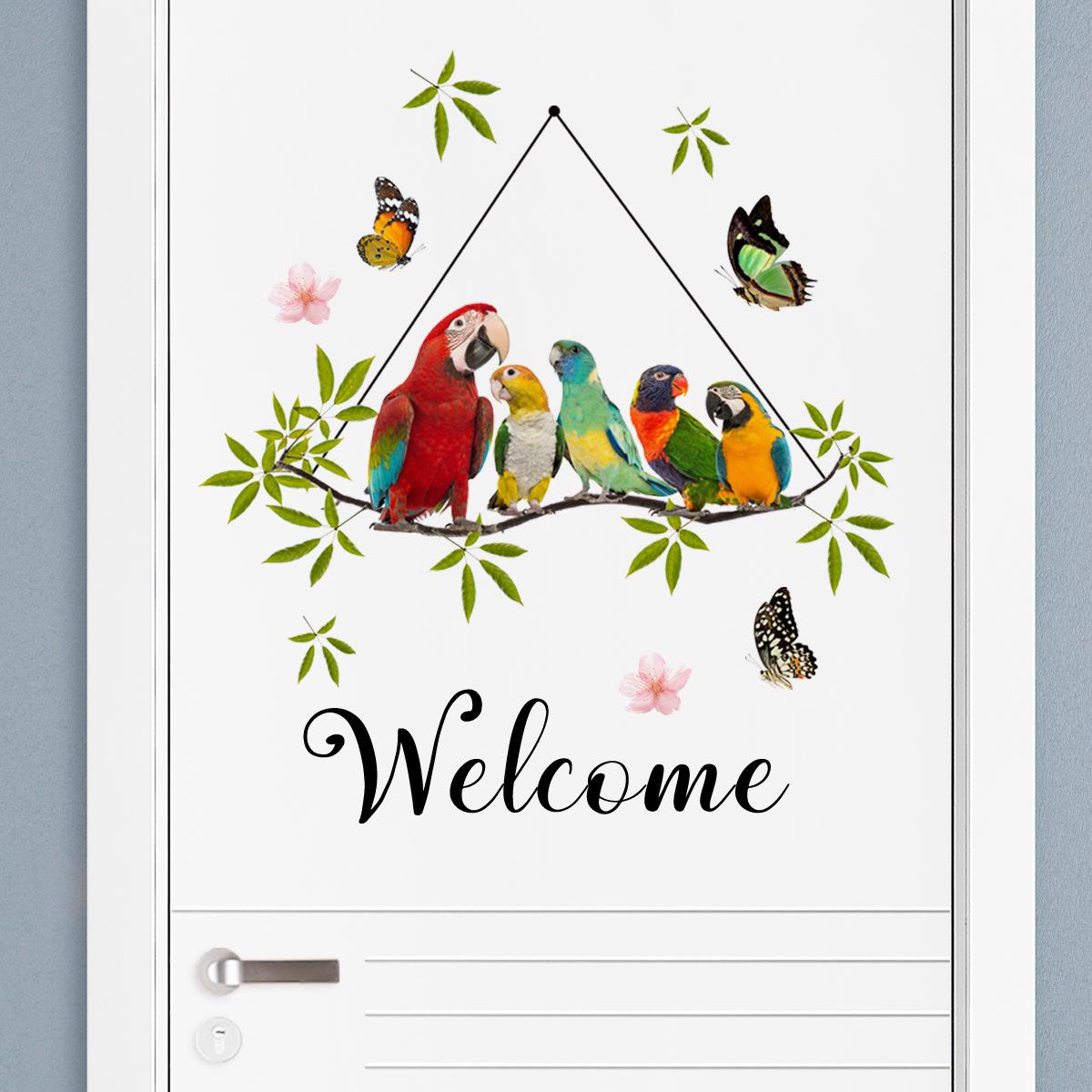 

MS2360EnglishwelcomeParrot Bird Добро пожаловать стикер на стену Гостиная Спальня Главная Декоративная наклейка на стену