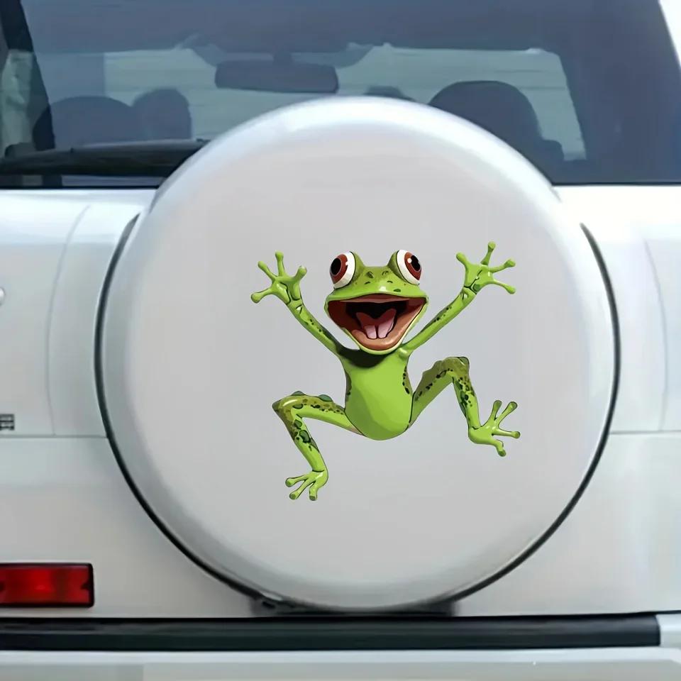 

1Pc Green Frog Jump Funny Vehicle Decal Sticker for Laptop Water Bottle Phone Car Truck Van Motorcycle - Vehicle Paint Window армія зелений колір