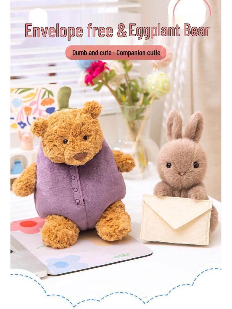 2026 Eggplant Bear & Rabbit Plush Doll - Soft Comfort Dress-up Toy
