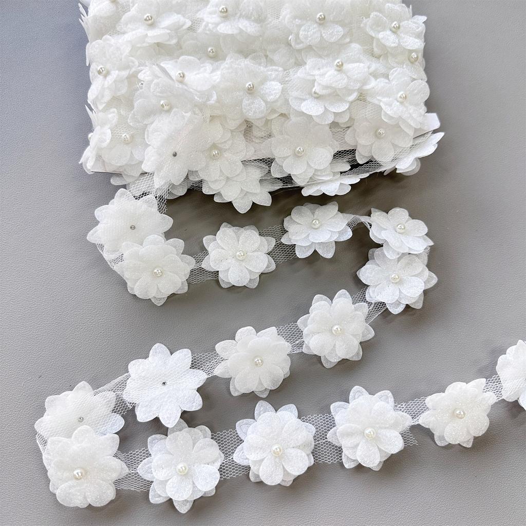 Eugen Yarn Embroidery Double-Layer Flower Three-Dimensional Handmade Bead Cloth Sticker Diy Clothing Wedding Lace Accessories