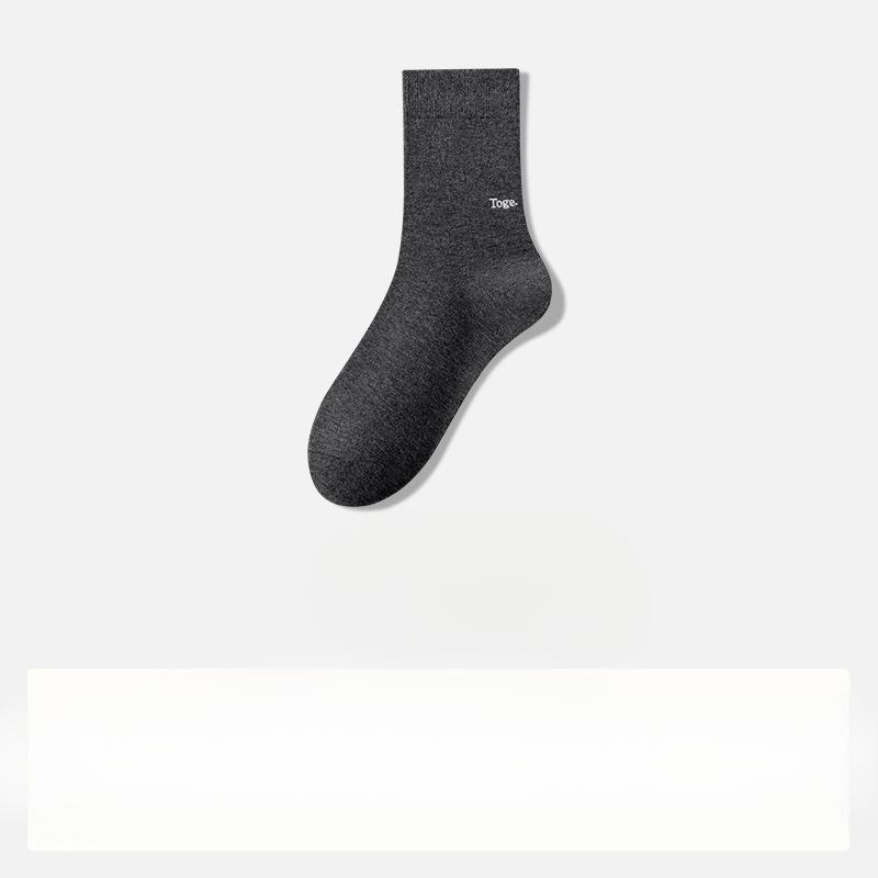 

Мужские осенне-зимние носки с вышивкой, хлопковые, однотонные, влагоотводящие, антибактериальные, дезодорирующие 1 pair темно-серого