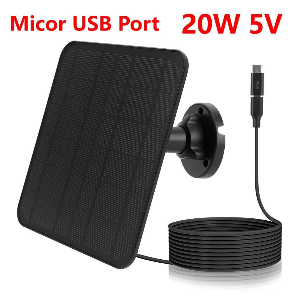 10W/20W 5V Solar Panel Outdoor Solar Cells Charger USB/Type-C Solar Panels Waterproof Solar Cells Charger for Security Camera