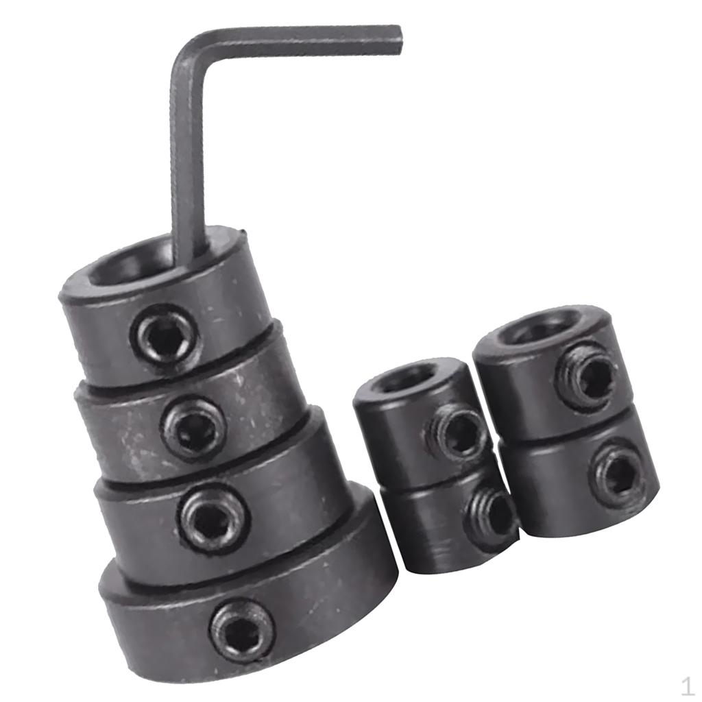 8 Pieces Drill Depth Stop Ring Dowel Shaft Chuck with Hex Wrench Black 3-16mm