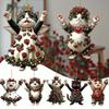 Acrylic Xmas Tree Ornaments 2025 New Year Home Decor Christmas Cat Pendant Halloween Cartoon Animal Christmas 2D