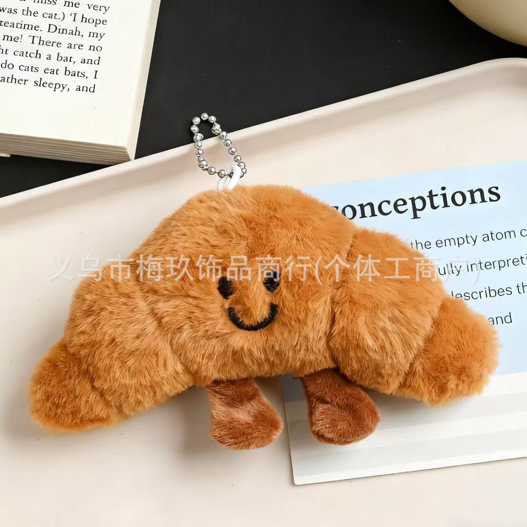 New Cute French Baguette Stuffed Bun Doll Squeaks Croissant Doll Key Chain Pendant Bag Pendant.