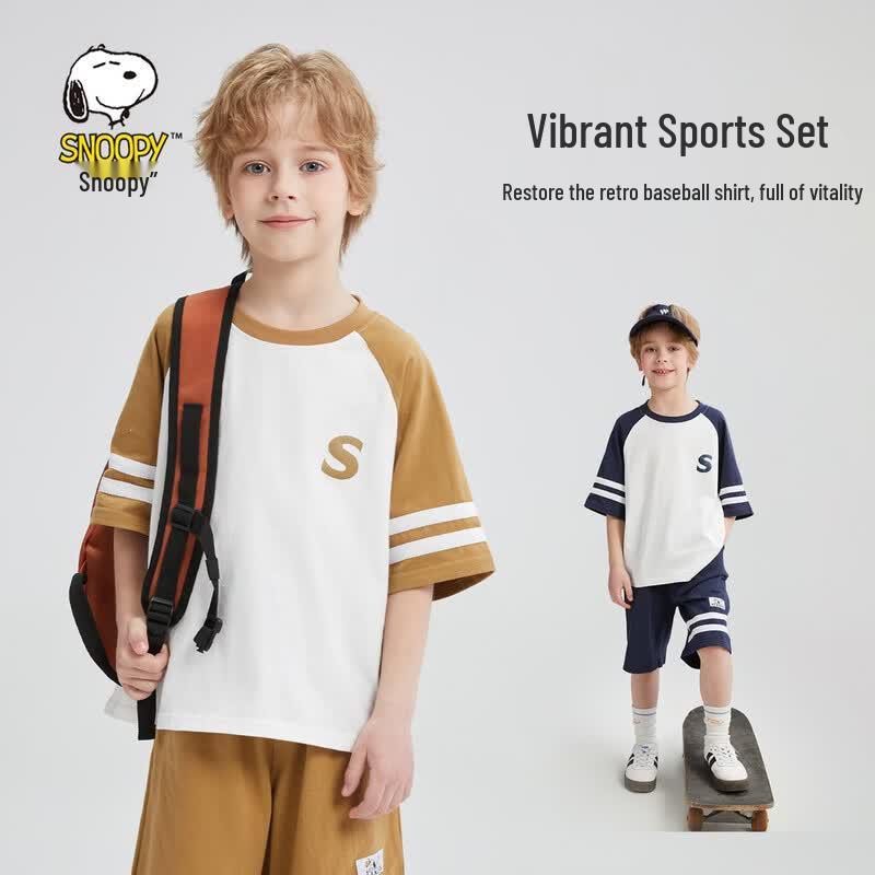 SNOOPY Boys' Color Block Short Sleeve & Shorts Set