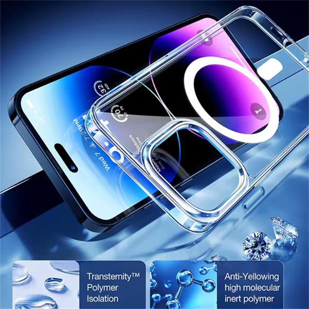 For Magsafe Wireless Charge Back Cover Clear Cases For iPhone 16 15 14 13 12 11 Pro Max Plus Magnetic Luxury Transparent Case