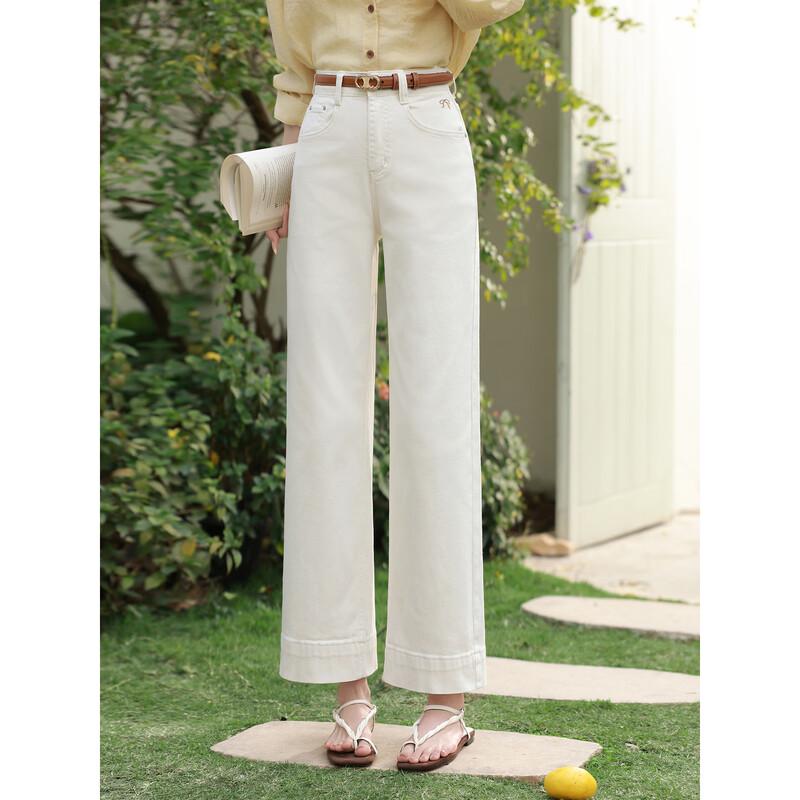 Lu Xiangnan Women s High-Waisted Wide-Leg Denim Jeans M