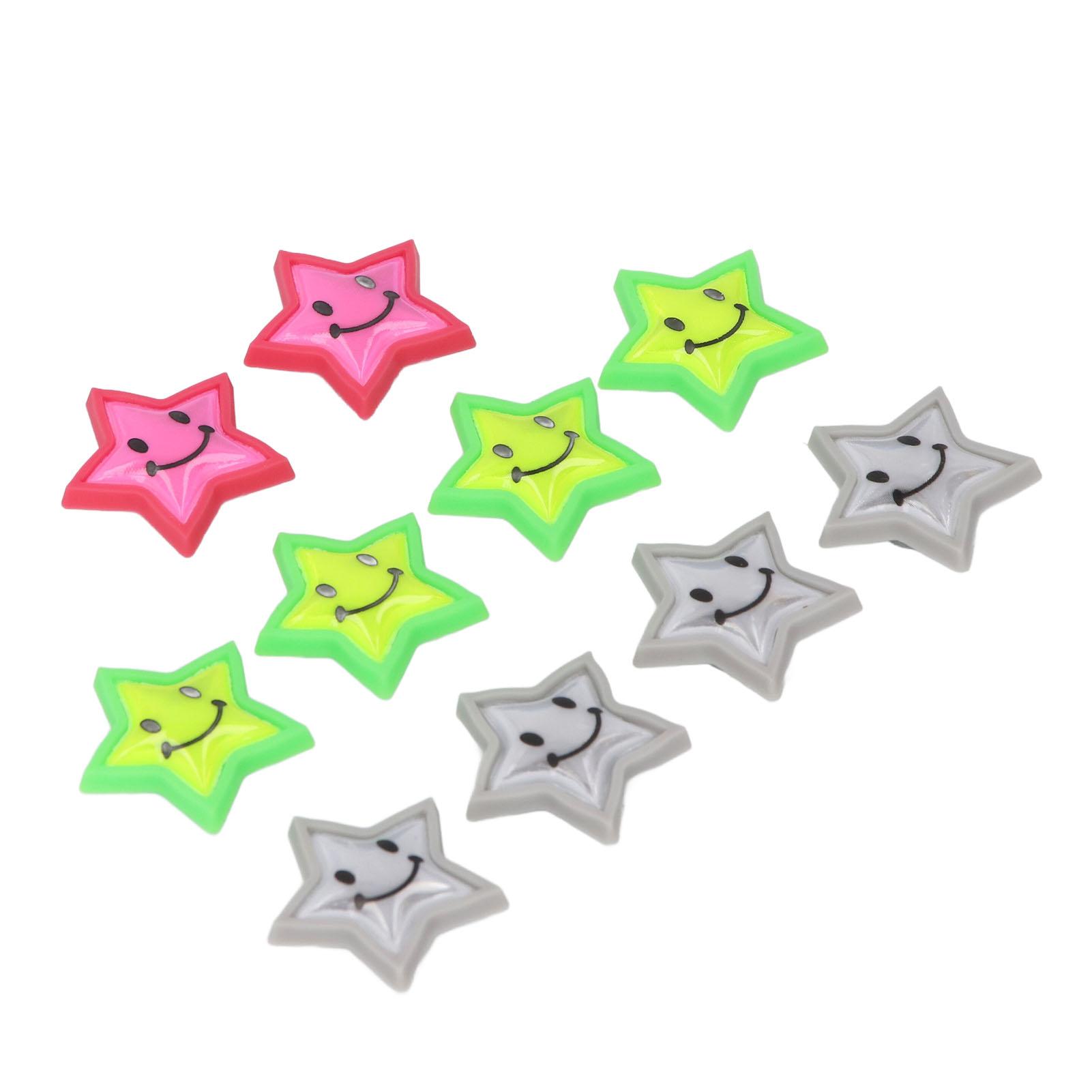 

10PCS Bike Wheel Spoke Clips PVC Reflective Colorful Cute Star Bike Spoke Decorations Attachment