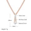 Luxury Bride Wedding Pendant Necklace  Rose Gold  Color Mix Natural Zircon Slim Design Women Daily Jewelry