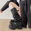 Retro Black British Platform Boots Women's Boots 2025 New Autumn with Skirt Thin Knight Boots