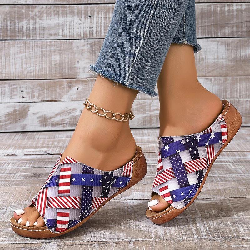Fashion Women Shoes Light Print Wedge Platform Slippers Women Summer Plus Size Thick Sole Sandals Woman Comfort Non Slip Beach Sandles