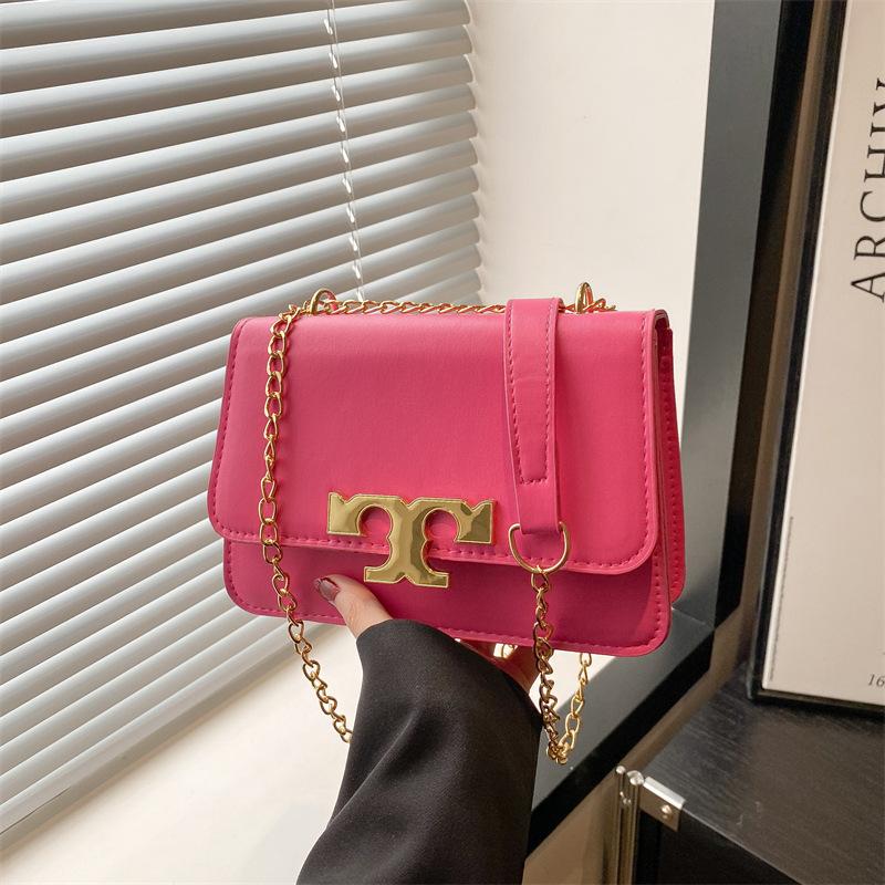 Women's Bag New Fashionable Small Square Bag Solid Color High-end Texture Temperament Chain Shoulder Messenger Bag