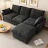 Modernes Ecksofa mit Hocker (inkl. 1 Hocker), 3-Sitzer-Sofa aus Chenille, geeignet für das Wohnzimmer, Dunkelgrau, 222,5 × 154,5 × 76,5 cm