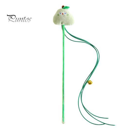 Cat Tease Stick Toy Interactive Bite-Resistant Plush Cartoon Fruits Cats Stick Attracts Attention Kitten Teaser Wand Toy for Playing