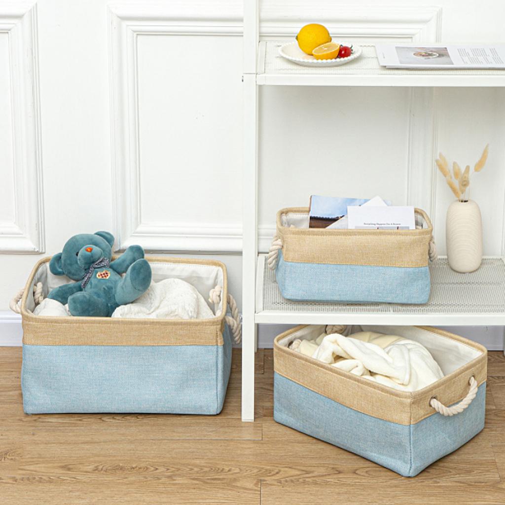 (Foldable for shipping) Simple lidless foldable storage basket, cotton and linen storage box, canvas clothes organizer,