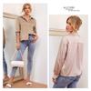 Spring Summer Satin Comfortable Casual Loose Long Sleeved Solid Color Lapel Shirt for Women Blouses & Shirts