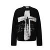 Herre Oversized Langærmet T-shirt Med Kryds Grafisk Print Bomuldsblanding Streetwear Top