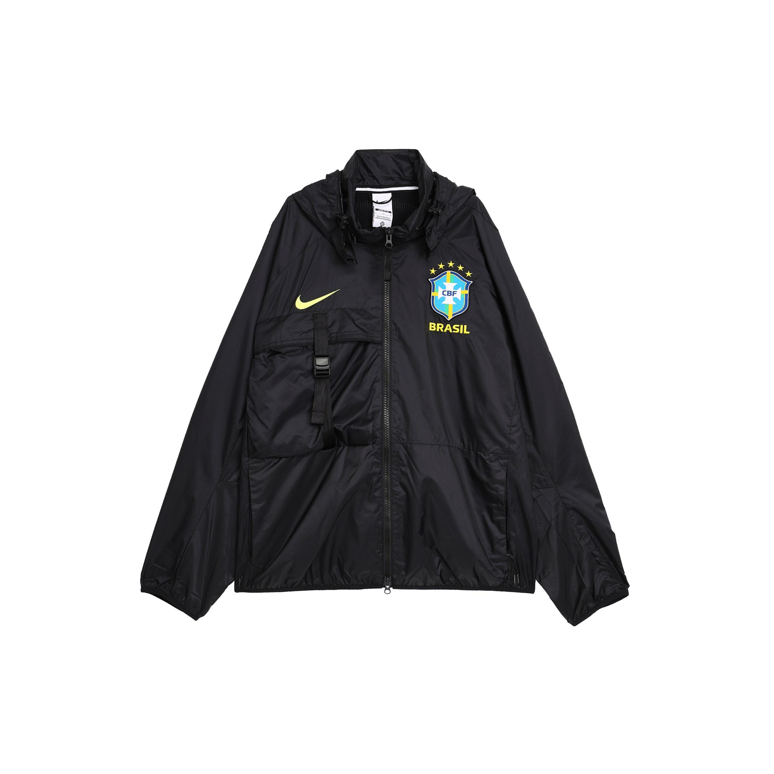

Мужская футбольная куртка Nike Brazil Team с вышитым логотипом в виде букв, воротником-стойкой, рукавами реглан и длинными рукавами, черная куртка FZ8359-010 XL