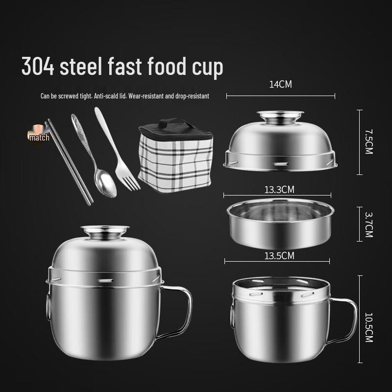 HOCUF 304 Stainless Steel Student Lunch Bowl Set