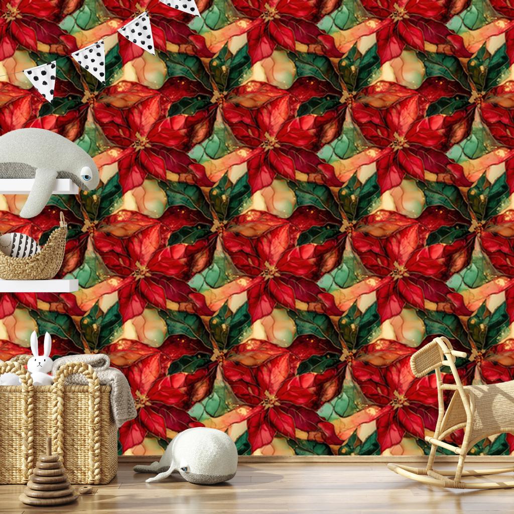 Ink Wallpaper Red, Burgundy and Orange for Living Room and Bedroom 50x1000