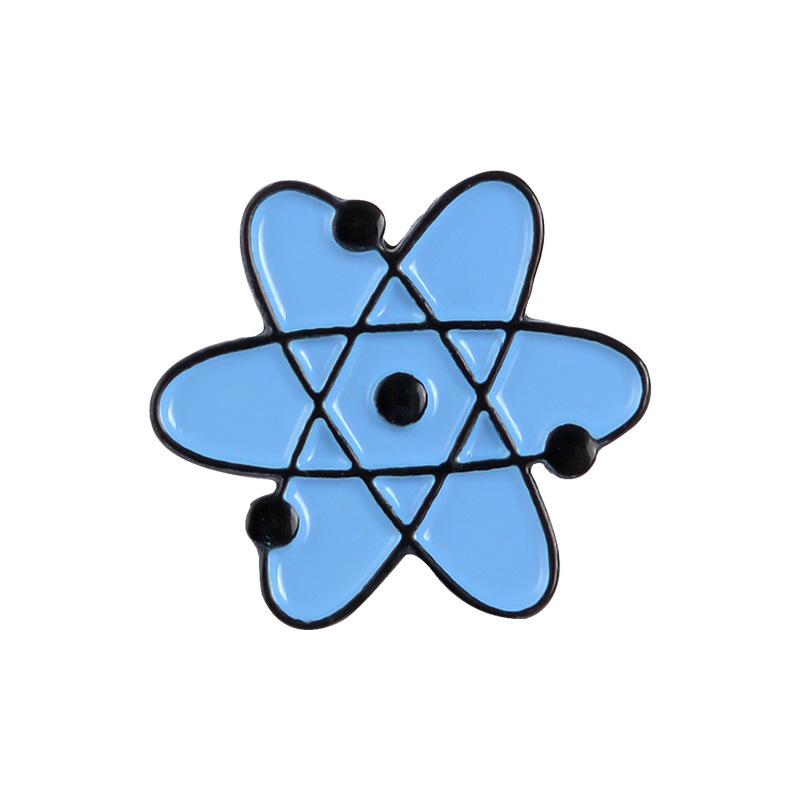 Creative Atom Shape Enamel Pin Badge Science Symbol Brooch for Clothing Bags Accessories Decoration One Size синий