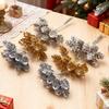10Pcs/Bundle Gold Silver Christmas Pine Cone Artificial Plants Diy Gifts Box Wedding Decorative Flowers Home Decor Accessories