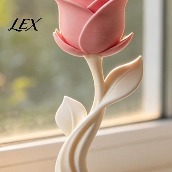 3D Printed Rose Decor Modern Sculpture, Minimalist Floral Decor, Abstract Home Accents Flower Statue for Office, Elegant Tabletop Centerpiece Gift