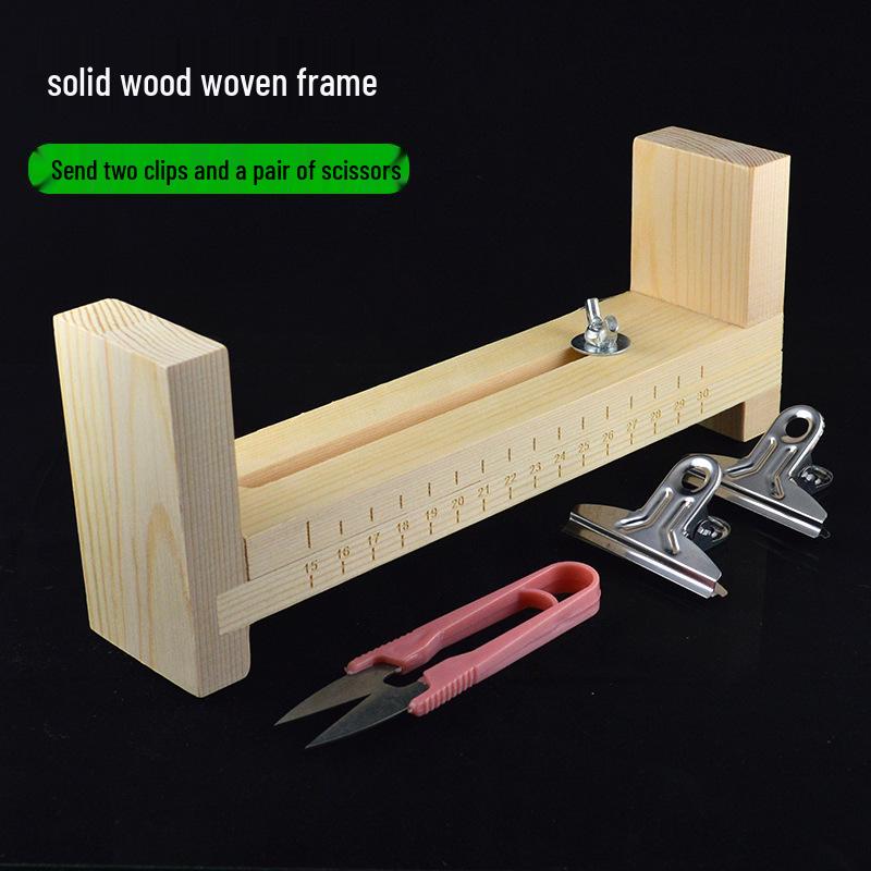 Handmade DIY Red Rope Bracelet Weaving Tool – Beginner's Solid Wood Frame for Jewelry Crafting