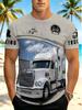 Men'S Digital Print T-Shirt, Christmas Men'S Digital Print, Truck Print Trendy Short Sleeve T-Shirt, Casual Versatile Men'S Round Neck Short Sleeve,