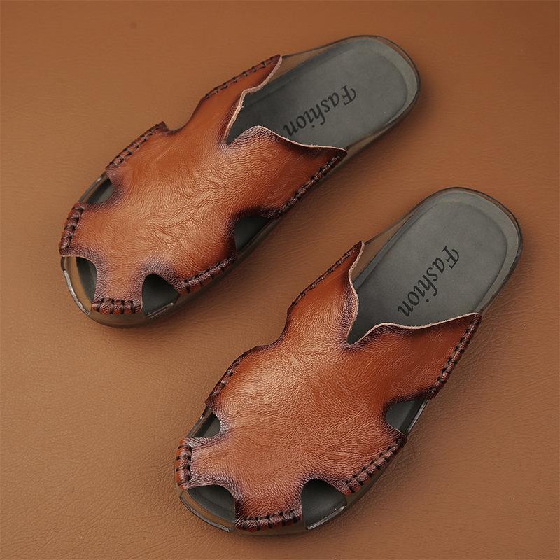 

Fashion Men Summer Fashion versatile Sandals new Large size outdoor wear leisure comfortable slippers Lightweight breathable Beach shoes 38 темно-коричневого
