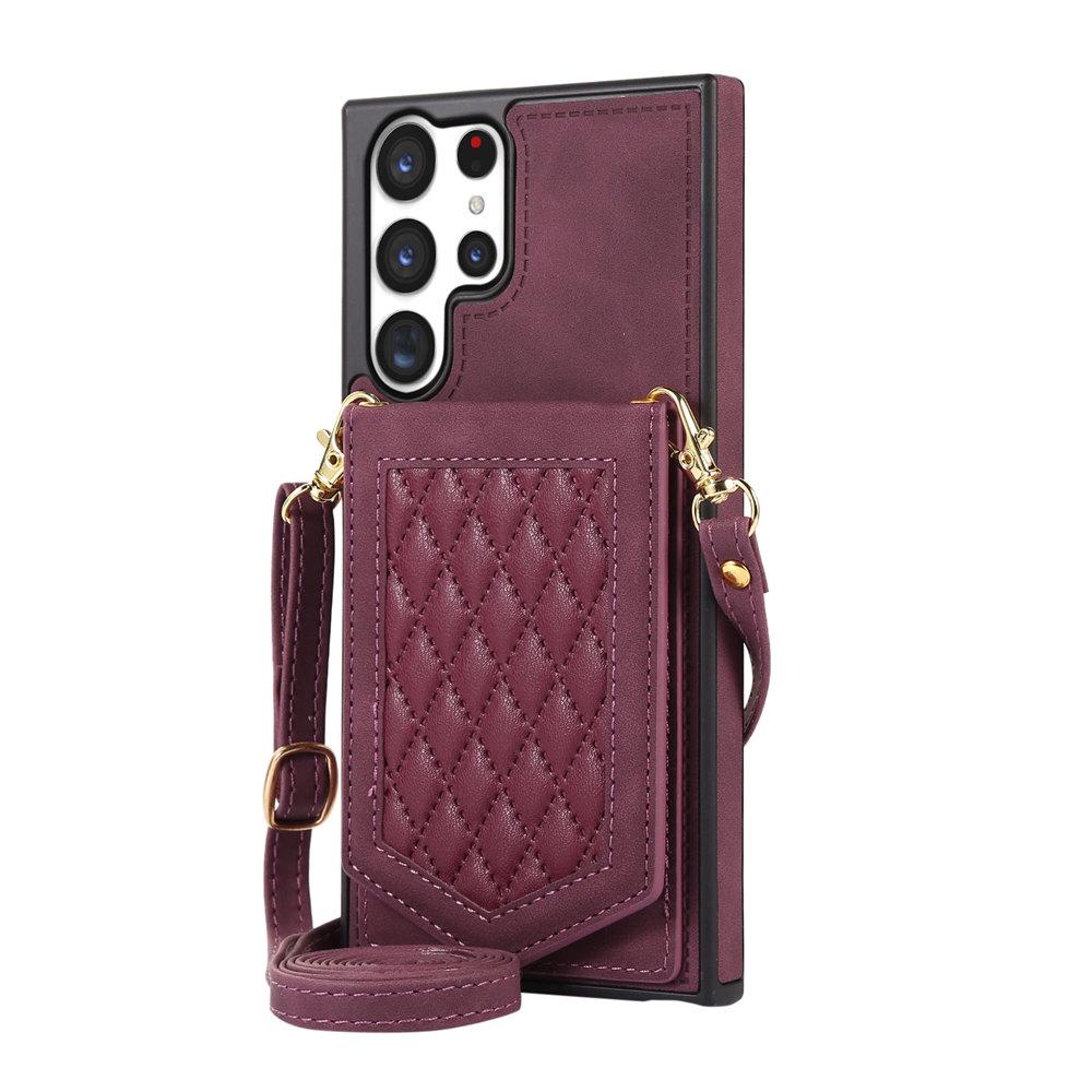 Crossbody Mirror Leather Wallet Case For Samsung Galaxy S24 Ultra S23 Plus S22 S21 S20 Note 20 A13 A14 A54 Cards Phone Cover