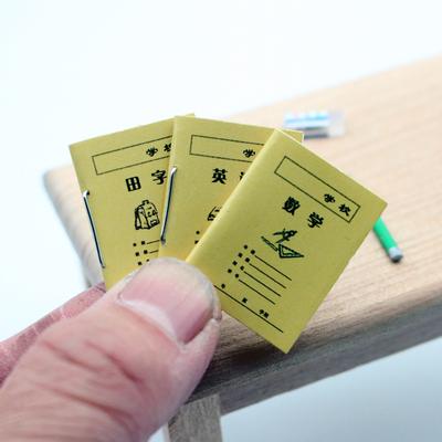 3Pcs 1:12 Dollhouse Miniature Exercise Book Mini Chinese Math English Practise Books Paper Notebook Model Life Scenes Decor Gift