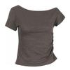 Shop Women S BoaT Neck Side Banding aSymmeTrical ShorT Sleeve T ShirT Dai wSh